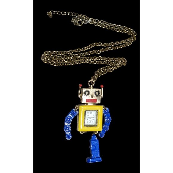 Jewelry - Vintage Retro Robot Analog Clock Pendant Necklace